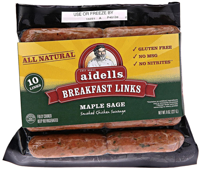 Aidells, Fully Cooked Smoked Chicken Sausage Breakfast Links, Chicken & Apple, 10 count, 8 oz