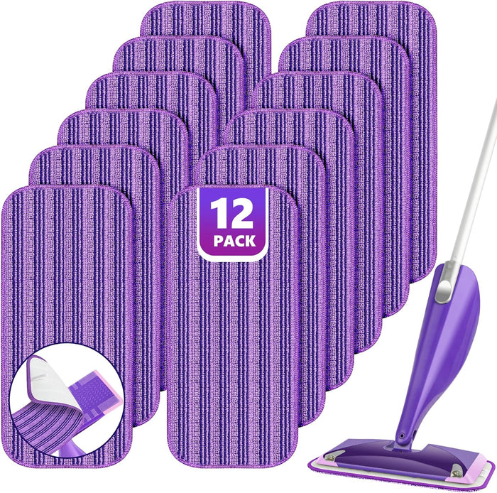 Reusable Mop Pads Compatible with Swiffer Wet Jet, Wet Jet Pads Refills for Swiffer Mop, 4 Pack Microfiber Replacement Pads for Hardwood Floor Cleaning, Dry Wet Mopping Cloths for 12" Wet Jet Refill
