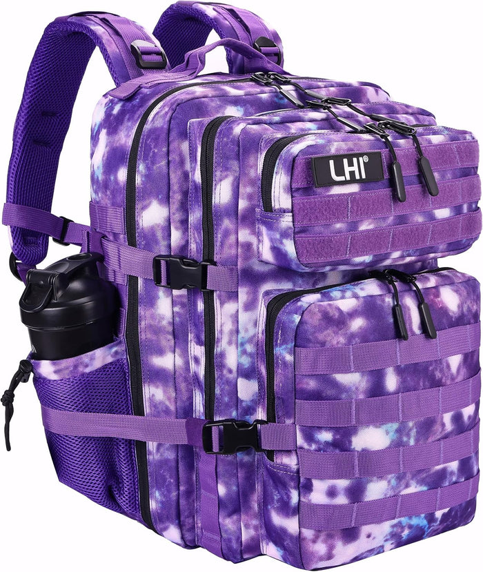 LHI Military Tactical Backpack for Men and Women 45L Army 3 Days Assault Pack Bag Large Rucksack with Molle System - Black