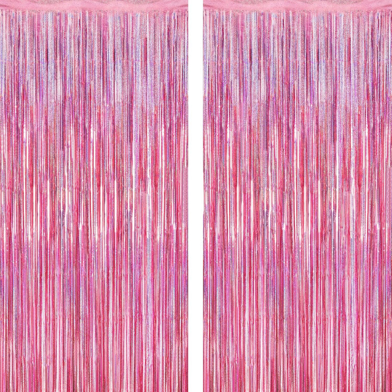 2 Pack Backdrop Curtains, 3.28 Feet x 7.05 Feet Sky Blue Tinsel Backdrop, Metallic Fringe Curtains Foil Tinsel Party Streamer, Winter Backdrop Happy Birthday Party Supplies