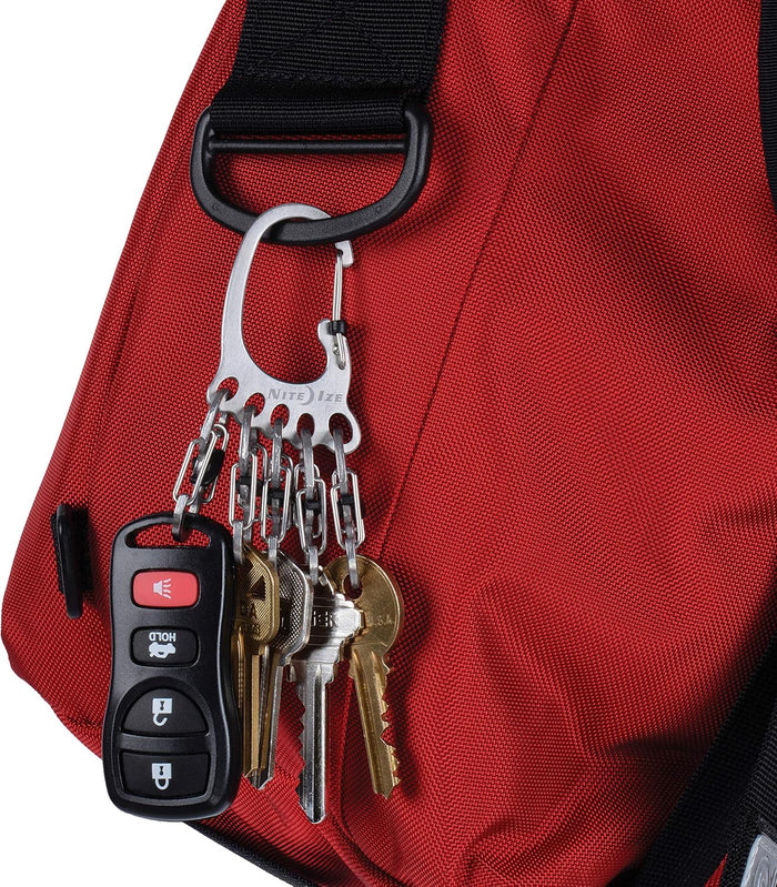 Nite Ize Bigfoot Locker KeyRack - Stainless Steel Holder for Car, House & Other Keys - Carabiner with S-Biners - Holds 15 Keys at Once - Carry Everyday Essentials - Silver