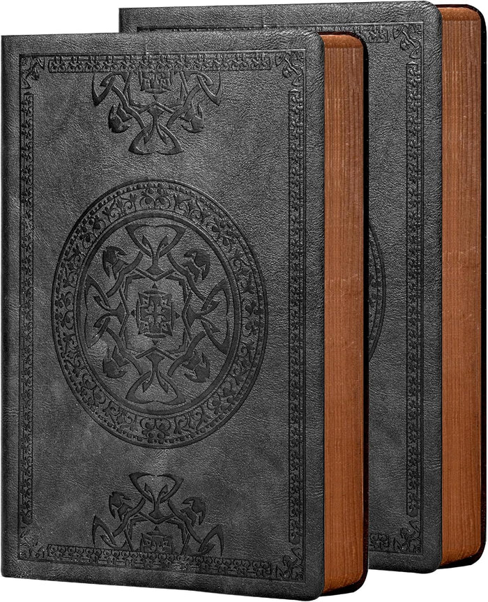 CAGIE Lined Journal for Men Soft Cover Notebook Leather Journals for Writing, 180 Lay Flat Vintage Mens Journal Personal Diary, 5.7'' X 8.3'', Black